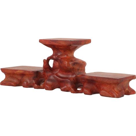 Présentoir à Vases en Bois Massif Sculpté D'un Seul Tenant Base Stable, Support pour Théière et Statues, pour Boutiques et Musées (1/5)