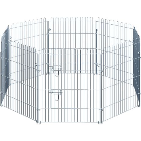 CHICFURN Parque para cachorros de 8 paneles 63 x 76 cm de acero plateado, exterior (1/5)