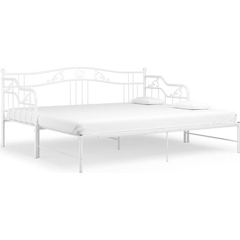 Maison Exclusive - Ausziehsofa Bettgestell Weiß Metall 90x200 cm (1/5)