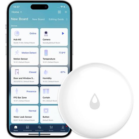 Capteur Inondations, NÉCESSITE HUB, Détecteur d'Inondations sans Fil pour Système d'Alarme et Domotique Intelligente, Alarme de Capteur d'eau pour Cuisine Salle de Bain sous-Sol (1/5)