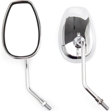 Rétroviseurs Moto Universels Oval Chrome 10mm Aluminium Verre Plastique (1/5)