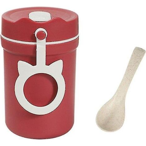 Portable Bento Box Silicone Thermos Lunch Box Food Container Leakproof Lunch Box (Red) (1/5)