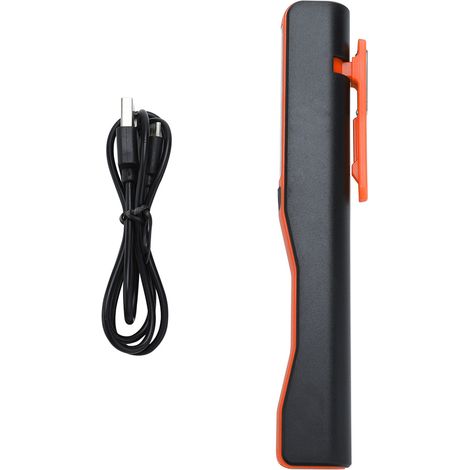 Linterna LED COB recargable con clip magnético giratorio, color naranja. (1/5)