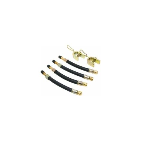 Juego de 4 mangueras flexibles de extensión para válvulas de neumáticos de 150 mm con 2 soportes - Crezuo (1/4)