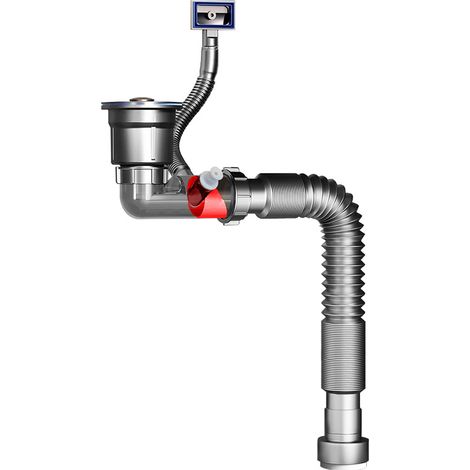 Ensemble de bonde pour évier de cuisine, ensemble de bonde universel pour lavabo de salle de bain avec bonde escamotable anti-odeurs et anti-fuites, raccord de tuyau d'évacuation flexible, évacuation (1/5)