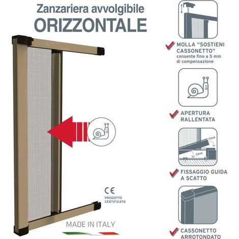 zanzariera orizzontale con freno per finestra bronzo 160x250 cm