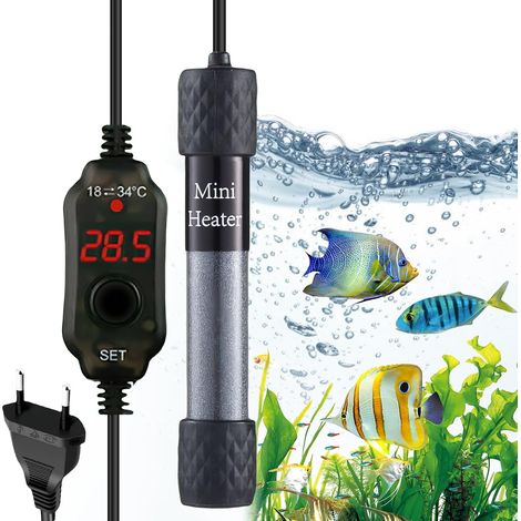 Mini chauffage d'aquarium antidéflagrant : chauffage submersible 50 W pour aquarium avec affichage de la température, pour aquarium de moins de 20 l, élément chauffant pour réservoirs de (1/5)