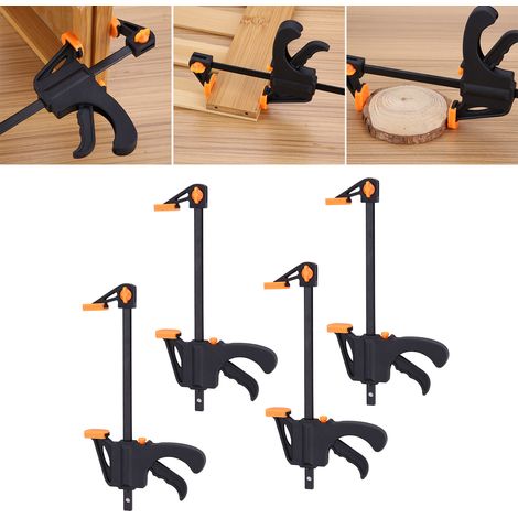 4-teiliges F-förmiges Stangenklemmen-Set, 4-Zoll-Schnellverschluss-Ratschenset mit Clipgriff, Heimwerker-Handwerkzeug für Holzbearbeitung (1/5)