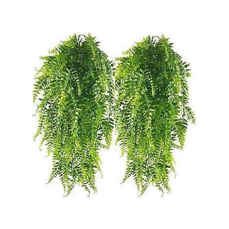 2 Stück Wanddekoration aus künstlichem Rattan und Persischem Gras, künstliche Hängefarne, Ranken, hängende Grünpflanzen