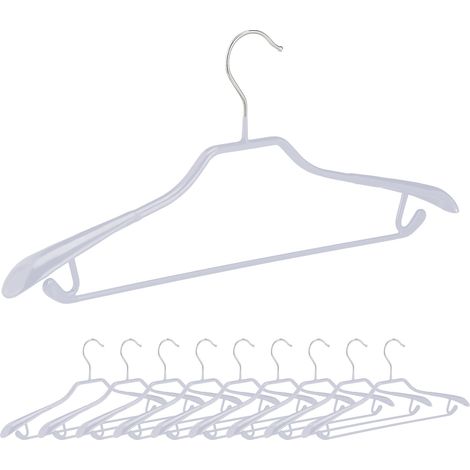 Relaxdays Set of 50 Suit Hangers, Wide Shoulder Support, Non-Slip Rubberised, Trouser Bar, Hooks, 19 x 45 x 3.5 cm, Grey