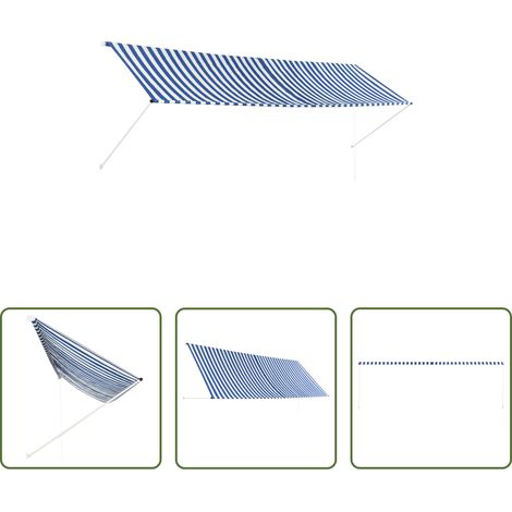 Auvent pour fenêtre - Auvent rétractable 400x150 cm Bleu et blanc (1/5)