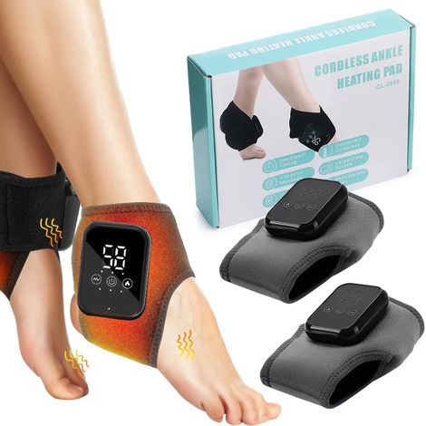 Lot de 2 masseurs de pieds électriques 3 en 1, avec 5 modes de massage et 6 niveaux de chauffage, portable, rechargeable, pour neuropathie (gris) (1/5)