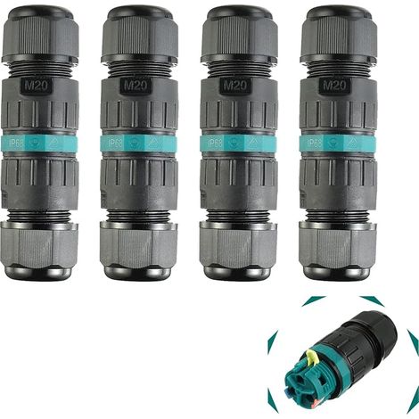 Connecteur Électrique Étanches IP68 3 pôles Connecteur de câble diamètre de câble 5-12mm (4 pcs) (1/5)