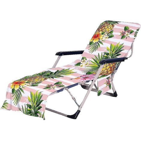 Housse de chaise longue de plage en microfibre avec poches latérales, portable et à séchage rapide, idéale pour les chaises longues de plage et de piscine. (1/5)