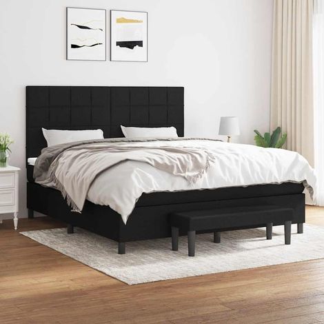 Cama box spring con colchón tela negro 180x200 cm (1/5)