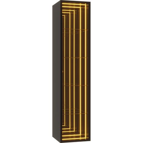 Vitrina 30 x 30 x 160 cm con puerta de aluminio, vidrio templado y LED, negra (1/5)