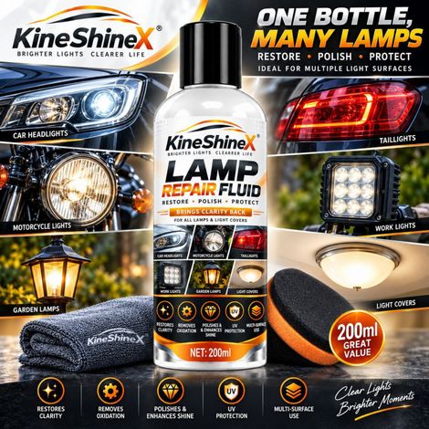 KineShineX Reparaturcreme für Auto-, Motorrad-, Garten- und Arbeitsscheinwerfer sowie zur Aufarbeitung und Entfernung von Oxidation an Lampenschirmen. (1/4)