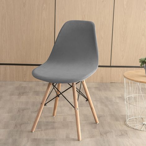 Fodera per sedile in argento plush – fodera elastica completa per sedile Eames, copertura universale regolabile, colore unico grigio antracite