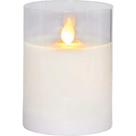 Star Trading Bougie M-Twinkle, Bougie ronde, blanche, LED, Minuterie, Jaune chaud, Scintillante, 10 cm (1/4)