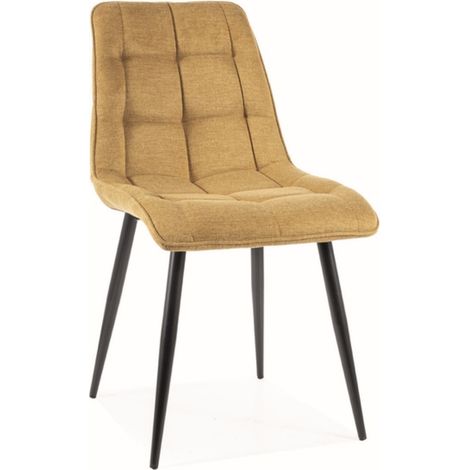Chaise chic en velours - L 51 x P 44 x H 89 cm - Jaune - Livraison gratuite (1/5)