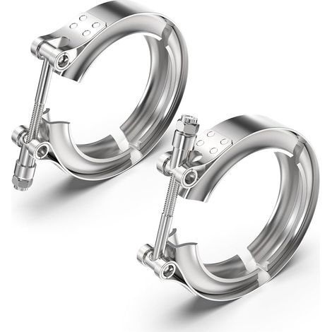 63MM V Collier De Serrage, Collier De Serrage En V En Acier Inoxydable Avec Bride Plate Pour Tuyaux D'éChappement, ExtréMitéS De Silencieux, Connexion 2PCS (1/5)