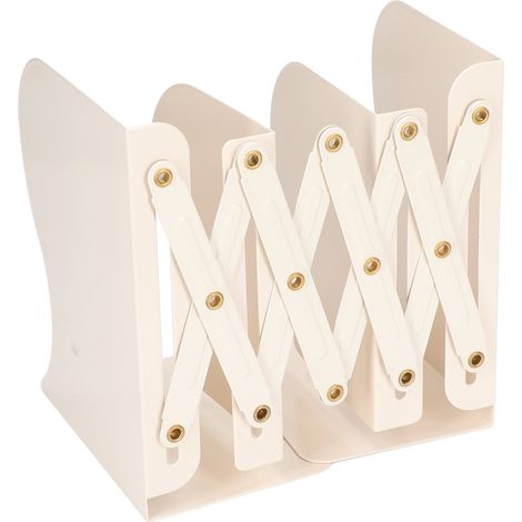 Serre-livres en métal, rangement ordonné, construction métallique, simple, beige, rétractable, pour la maison, l'école ou le bureau (1/5)