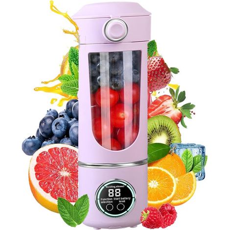 Blender Portable 700 ml Fruits Violet Chargement USB Rapide – Mixeur Smoothie Rechargeable Léger pour Jus Protéines Voyage Sport (1/5)