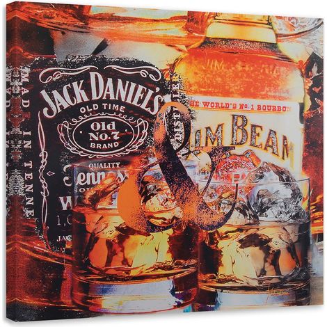 Tableau sur toile Bouteille de whisky Alcool 40x40 (1/5)