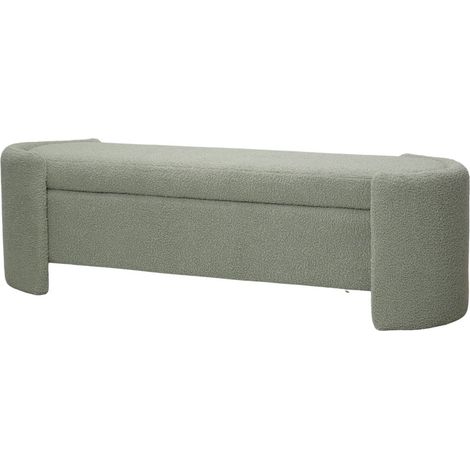 PANCA CONTENITORE CM 164X50 H. 47 IN TESSUTO EFFETTO BOUCLE' VERDE SALVIA