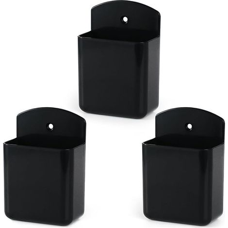 3PCS Porte-stylo Mural,Boîtier De Télécommande Mural Support,Range Telecommande Mural,Support Mural Auto-adhésif,Organisateur Mural Noir,Convient à la Maison, Au Bureau, Au Casier (1/5)