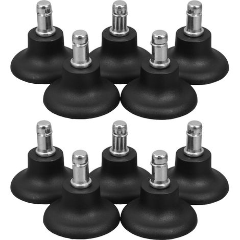 Patins de chaise bureau en polyuréthane noir, lot 10