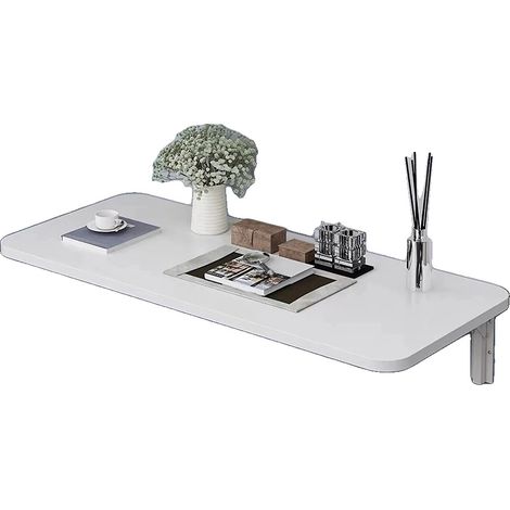 Table Pliable Murale, Design Gain de Place, Utilisation Polyvalente, BLANC (1/2)