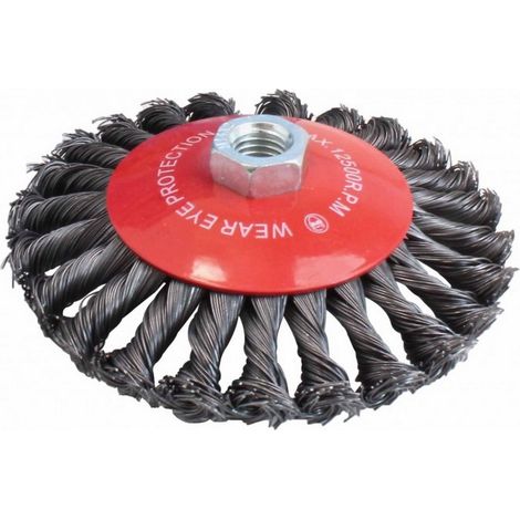 Brosse roue conique a fil d'acier torsadee Ø 125 mm