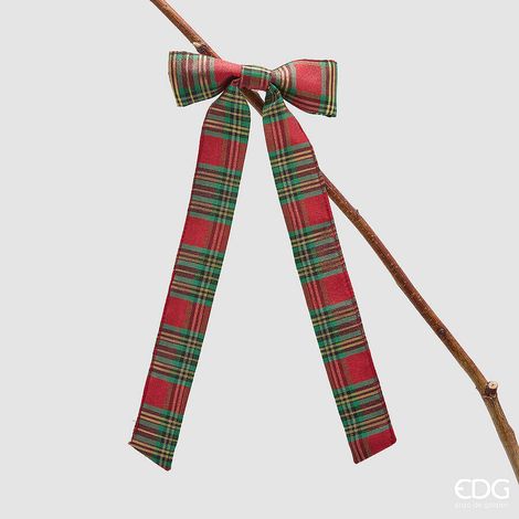 EDG Enzo De Gasperi Fiocco Natalizio in Velluto con Clip H30x13 cm Verde Rosso – Addobbo di Natale (1/2)
