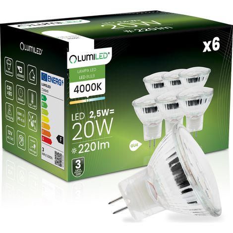 6x LED-Lampe GU4 Reflektor MR11 2,5 W = 20 W 220 lm 4000 K Neutralweiß 120° LUMILED