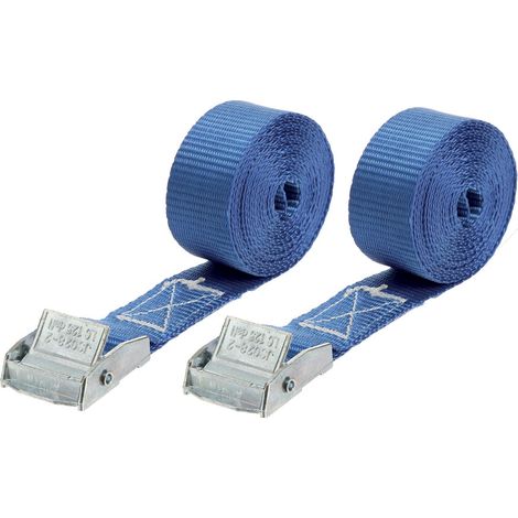 Lot de 2 sangles d'arrimage 250 kg boucle Zamak - 2,5m x 25mm