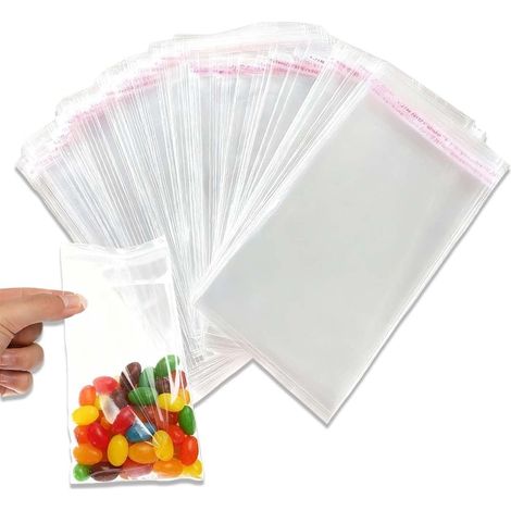 100 Sachet Cellophane, 12x6cm, Fermeture Auto-adhésive, OPP Qualité Alimentaire, Pour Bijoux Bonbons Cadeaux
