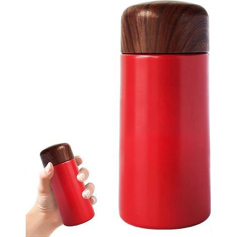 Bouteille isotherme de 150 ml pour lait, café, thé, boissons chaudes et froides, en acier inoxydable 304, rouge. (1/5)
