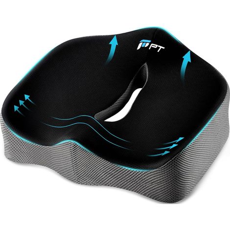 POOTACK Coussin Chaise Bureau - Coussin Assise en Mousse Mémoire, Housse Respirante et Lavable pour Siège Auto et Chaise de Bureau (1/5)