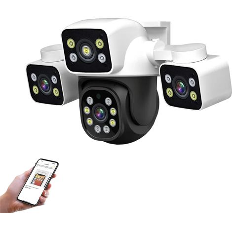 Caméra de sécurité extérieure à trois objectifs, caméra de surveillance WiFi, rotation multi-angles à 360°, détection de mouvement, étanchéité IP66 (1/5)