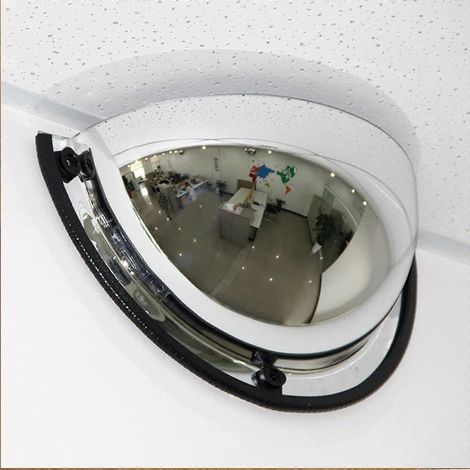 Miroir de sécurité convexe 30 cm vue panoramique à 180° pour la sécurité des couloirs et la surveillance des zones étendues (1/5)