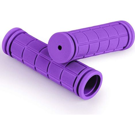 Poignées de vélo ergonomiques en caoutchouc souple antidérapant – 22 mm, violet, paire (1/5)