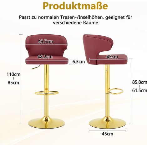 Ensemble de 2 tabourets de bar avec dossier réglable en hauteur, pivotants 360°, grande base et repose-pieds, tabourets modernes pour bar cuisine, chaises seules (1/5)