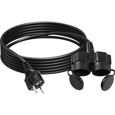 Câble de Rallonge Outdoor 3 M, Rallonge Électrique 2 Prises 250V/16A IP44, Câble en Caoutchouc (1/5)