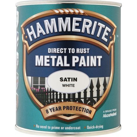 Hammerite 5092886 Direct to Rust Satin Finish Metal Paint White 750ml HMMSATW750 (1/5)