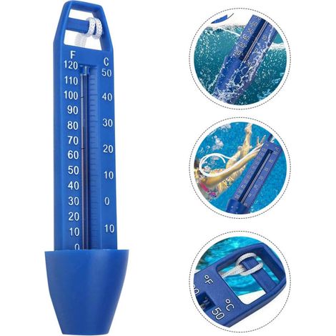 Thermomètre de piscine flottant avec cordon de suspension pour piscines et bains à remous, outil de mesure de la température de l'eau étanche en plastique