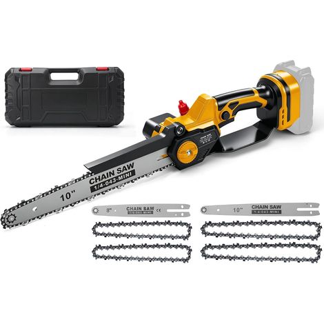 Mini tronçonneuse 2 en 1 de 25,4 et 20,3 cm avec 4 chaînes, compatible avec batterie 20 V, moteur sans balais 1000 W, scie d'élagage électrique pour jardin, entretien des arbres et bois de (1/5)