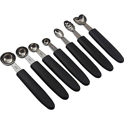 Lot de 7 cuillères à melon en acier inoxydable — Cuillères pour découper et prélever la chair des melons et des fruits, emporte-pièce, moule à gâteau, cuillère