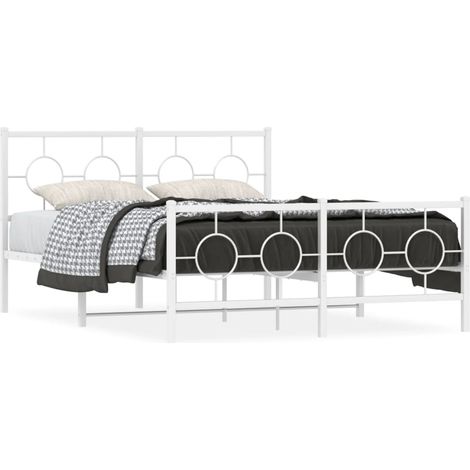 Maison Exclusive - Cadre de lit métal sans matelas et pied de lit blanc 135x190 cm (1/5)