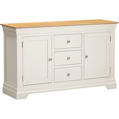 Bordeaux 2 Door 3 Drawer Sideboard - L43 x W139 x H83 cm - Ivory/Oak